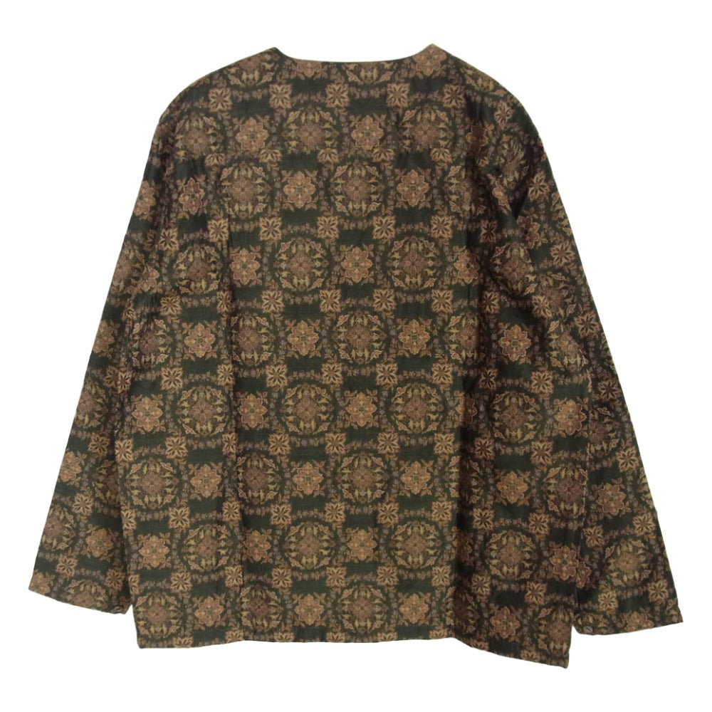 Needles ニードルス NS205 V Neck Shirt R PE W Botanical Jq ボタニカルジャカード Vネック シャツ カーディガン ライトブラウン系 S【中古】