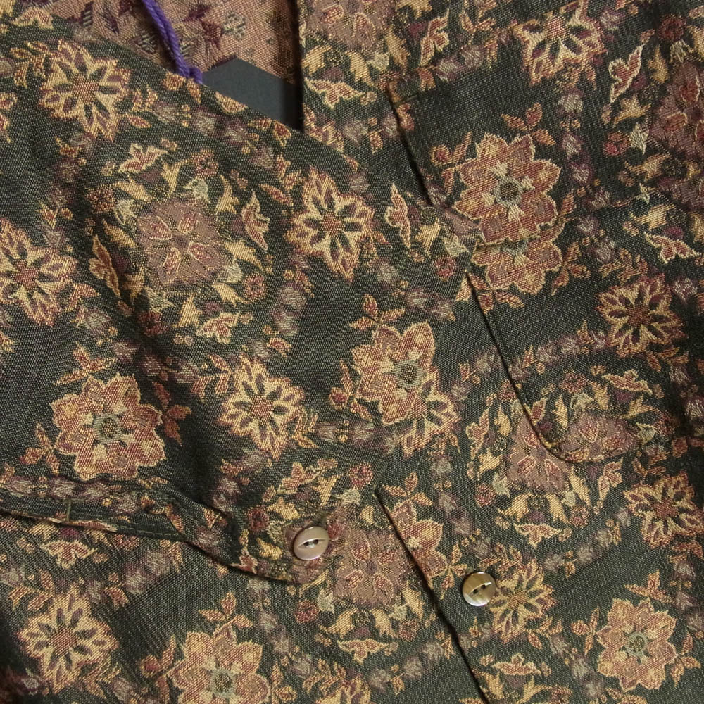 Needles ニードルス NS205 V Neck Shirt R PE W Botanical Jq ボタニカルジャカード Vネック シャツ カーディガン ライトブラウン系 S【中古】