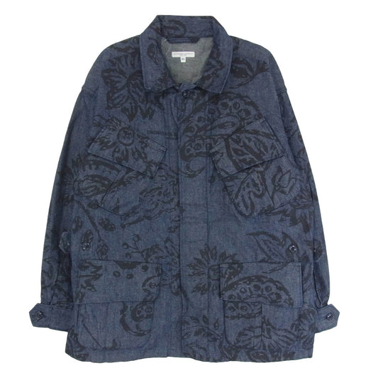 Engineered Garments エンジニアードガーメンツ Jungle Fatigue Jacket Flower Print フラワープリント ジャングルファティーグ デニムジャケット インディゴブルー系 XS【中古】