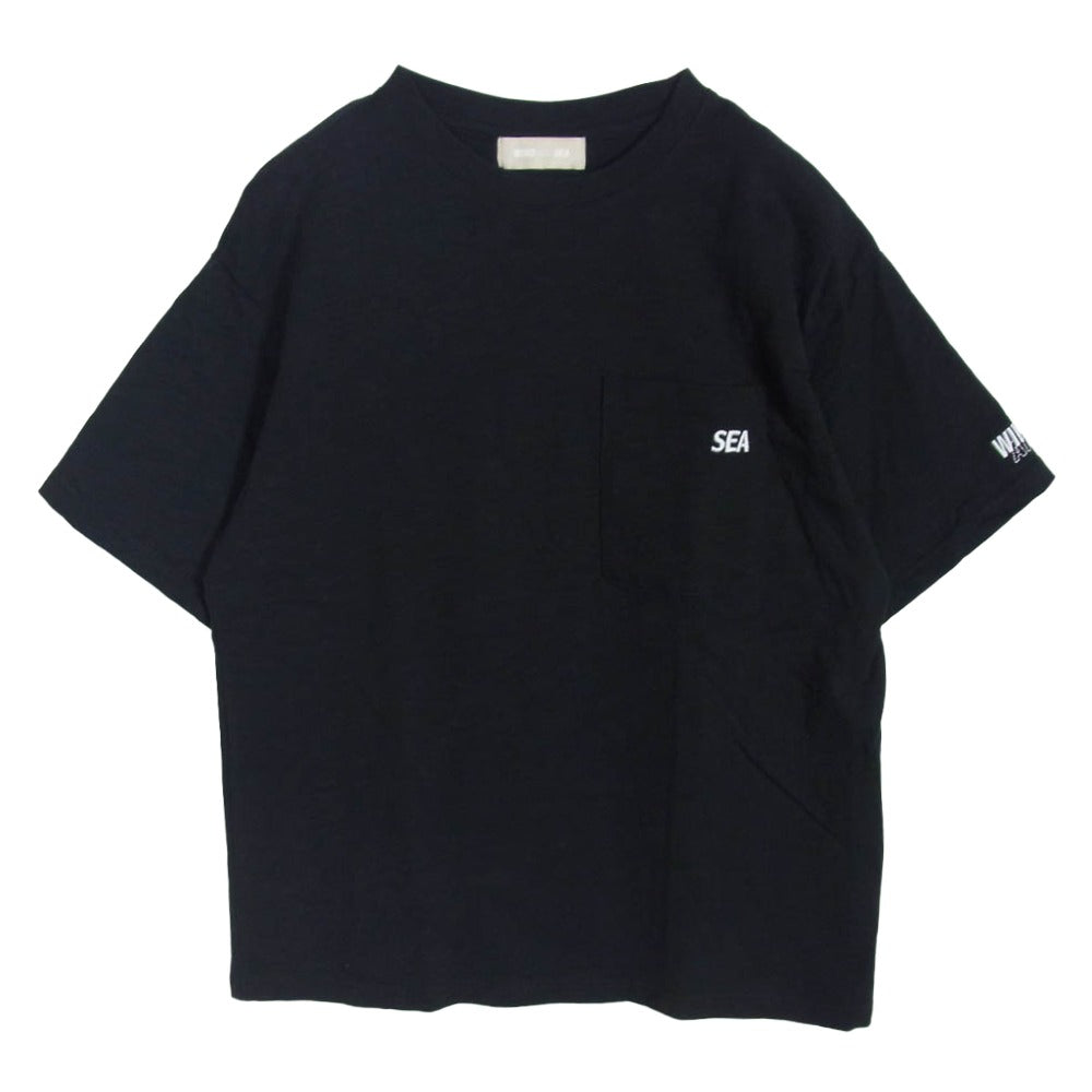 WIND AND SEA ウィンダンシー wds-o-ess-25-q4-cs-01 POCKET S/S TEE 刺繍 ポケット ブラック系 S【中古】