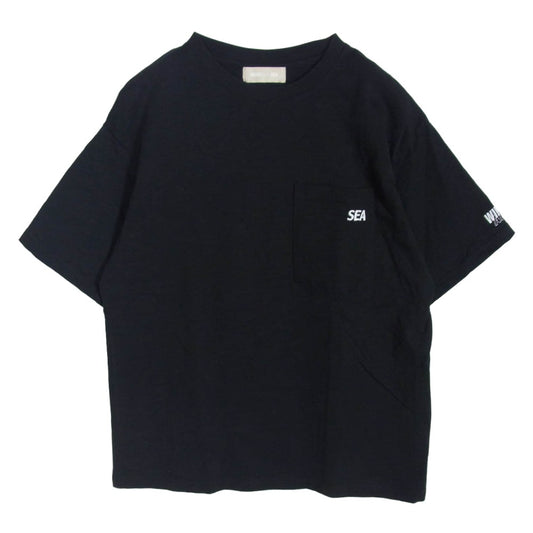 WIND AND SEA ウィンダンシー wds-o-ess-25-q4-cs-01 POCKET S/S TEE 刺繍 ポケット ブラック系 S【中古】