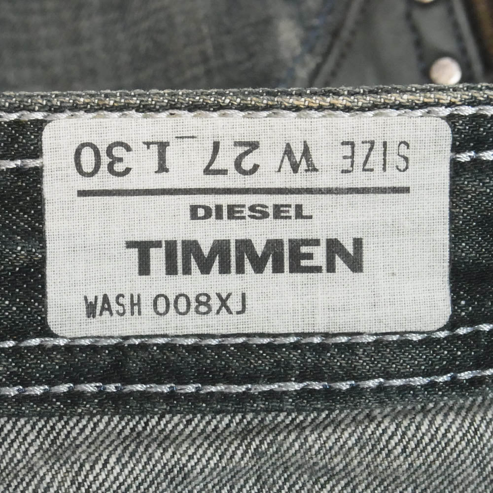 DIESEL ディーゼル TIMMEN レザーパッチポケット ダメージ加工 デニムパンツ ジーンズ インディゴブルー系 W27【中古】