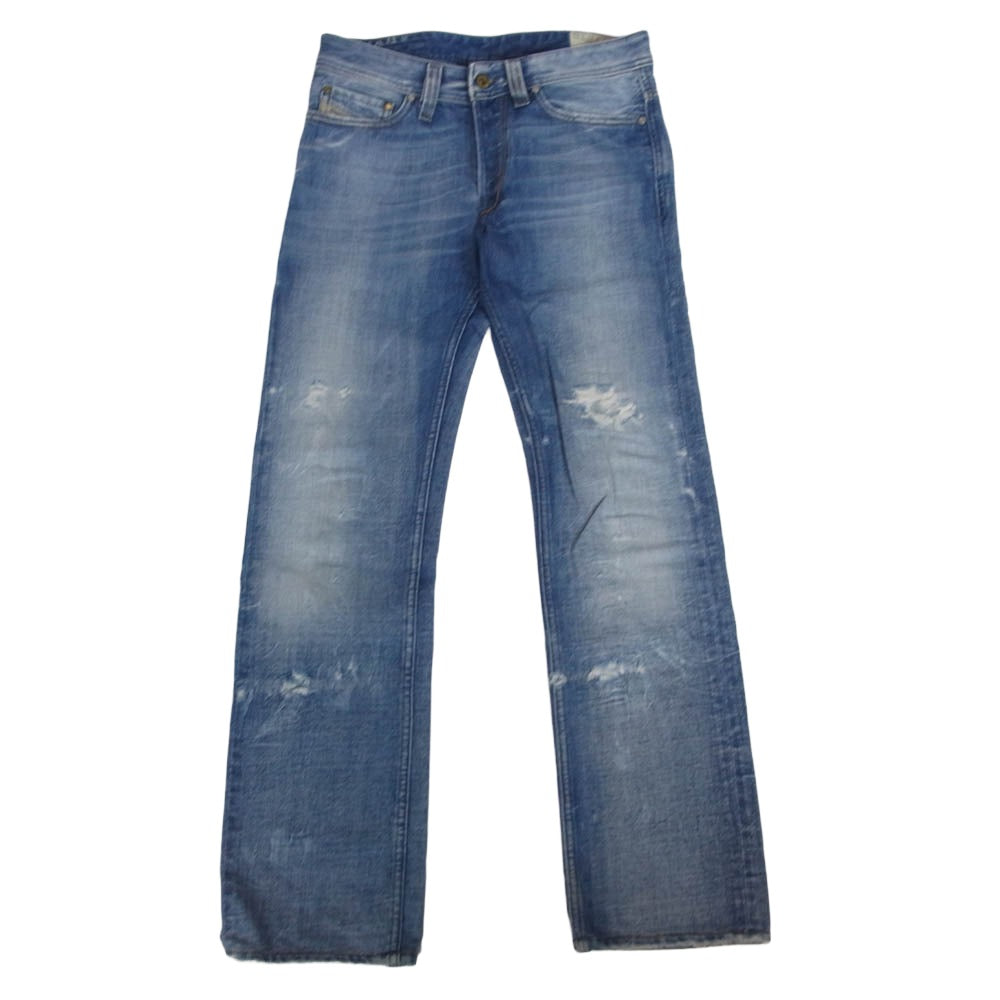 DIESEL ディーゼル VIKER バイカー ダメージ加工 ボタンフライ デニムパンツ ジーンズ インディゴブルー系 W27【中古】