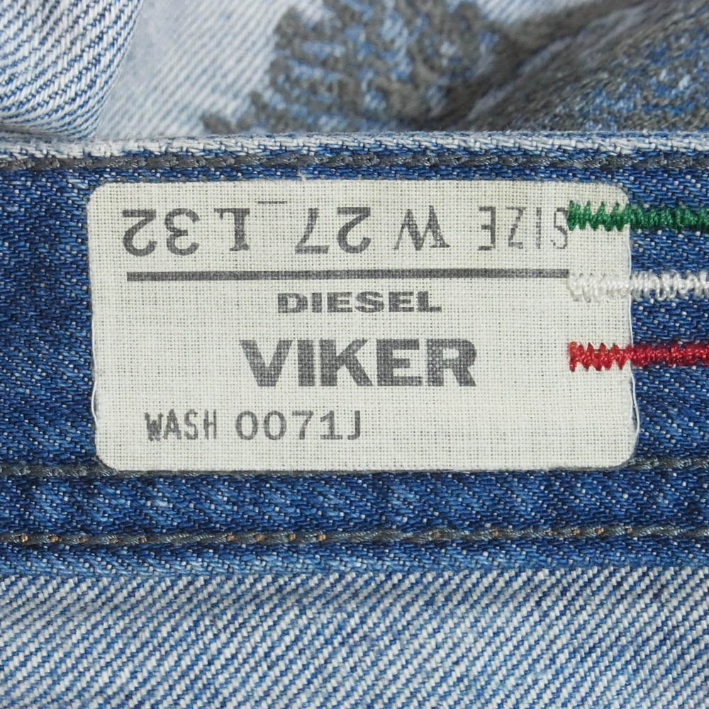 DIESEL ディーゼル VIKER バイカー ダメージ加工 ボタンフライ デニムパンツ ジーンズ インディゴブルー系 W27【中古】