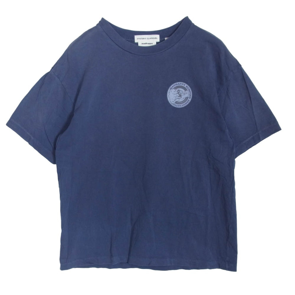 HYSTERIC GLAMOUR ヒステリックグラマー 25SS MADHAPPY SURFING ASSOCIATION マッドハッピー サーフィンガールプリント 半袖 Tシャツ ブルー系 S【中古】