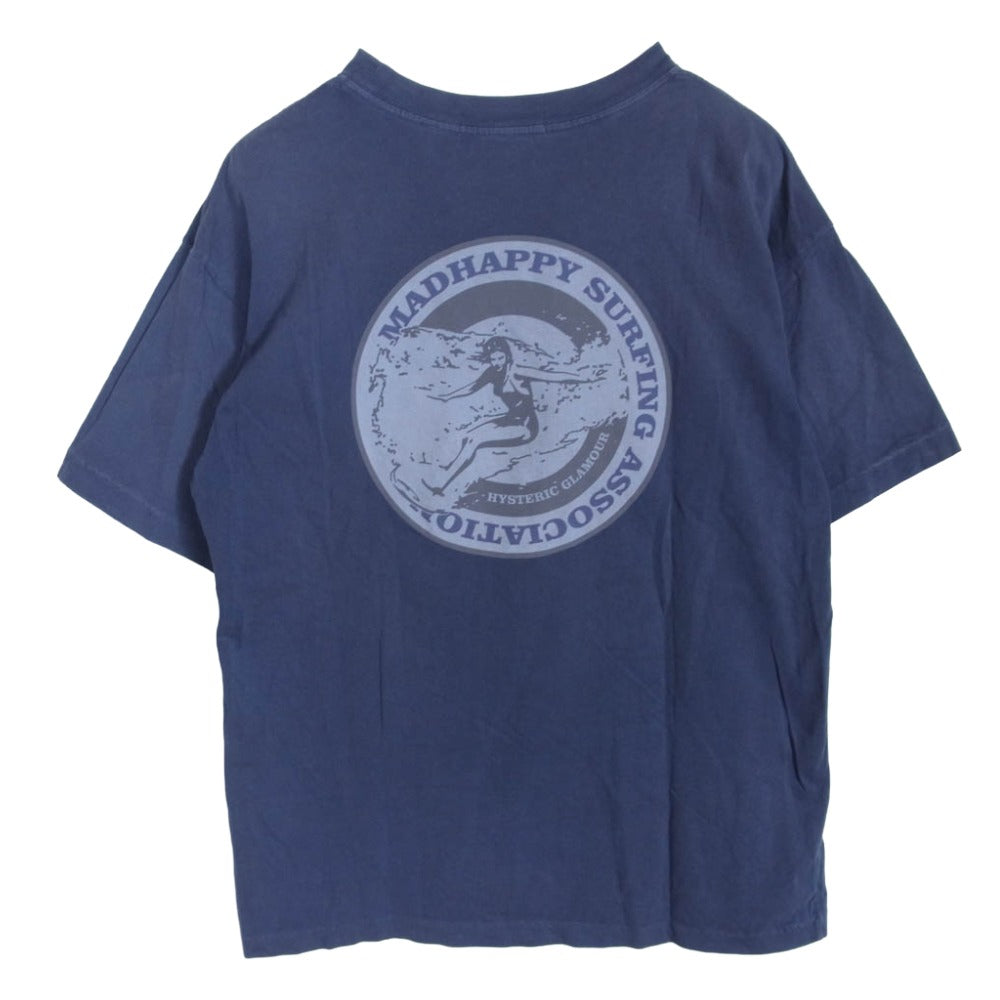 HYSTERIC GLAMOUR ヒステリックグラマー 25SS MADHAPPY SURFING ASSOCIATION マッドハッピー サーフィンガールプリント 半袖 Tシャツ ブルー系 S【中古】