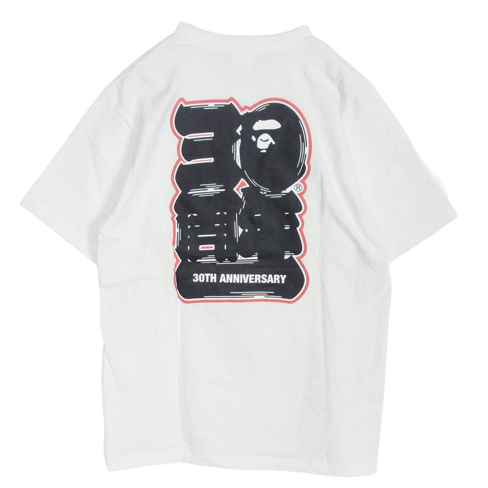 A BATHING APE アベイシングエイプ 001TEJ221045F BAPE 30TH ANNIV. APE HEAD TEE 30周年 プリント Tシャツ ホワイト系 S【中古】