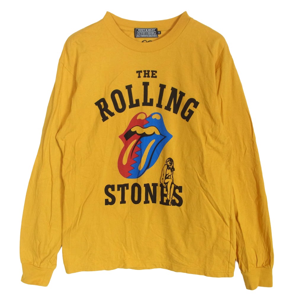 HYSTERIC GLAMOUR ヒステリックグラマー 24AW 02243CL13 THE ROLLING STONES/HYSTERIC&STEEL WHEELS ローリングストーンズ 長袖 Tシャツ イエロー系 S【中古】