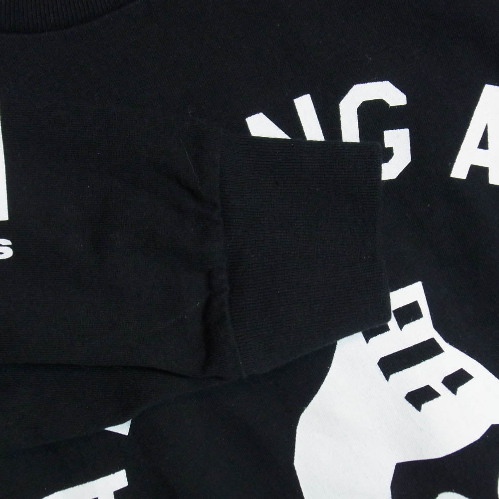 A BATHING APE アベイシングエイプ 001LTK731904C × neighborhood ネイバーフッド L/S TEE プリント 長袖 Tシャツ ブラック系 M【中古】