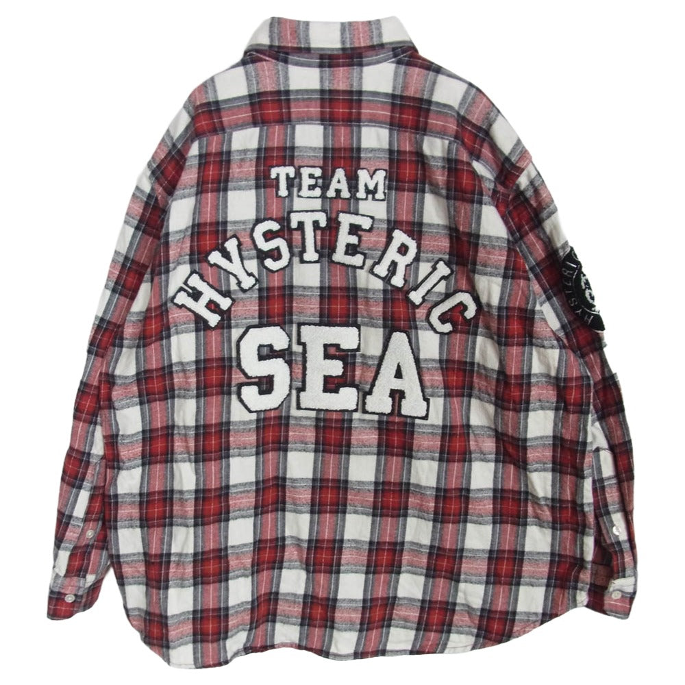 HYSTERIC GLAMOUR ヒステリックグラマー WDS-HYS-3-04 WIND AND SEA ウィンダンシー CHECK SHIRT オンブレチェック 長袖 シャツ レッド系 S【中古】