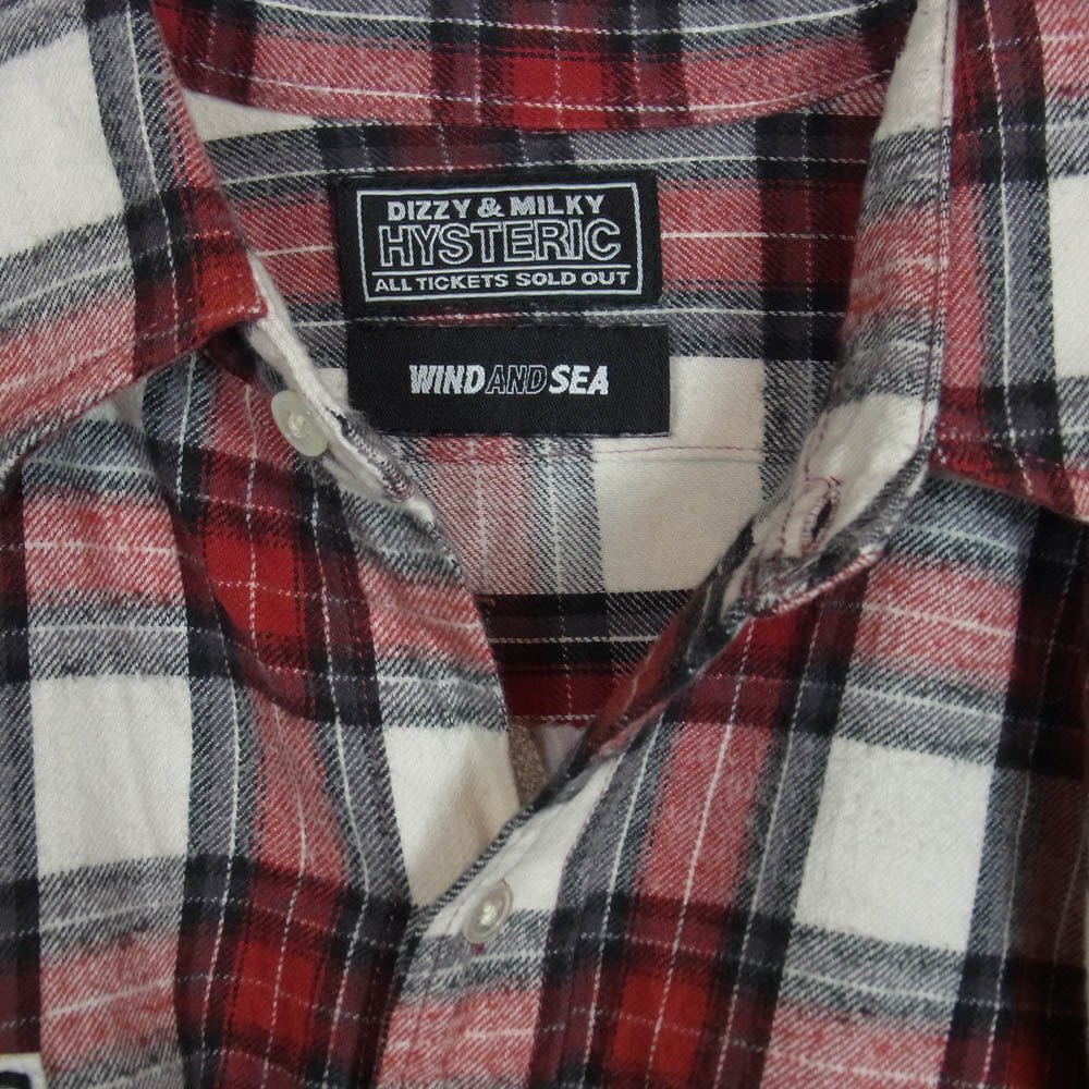 HYSTERIC GLAMOUR ヒステリックグラマー WDS-HYS-3-04 WIND AND SEA ウィンダンシー CHECK SHIRT オンブレチェック 長袖 シャツ レッド系 S【中古】