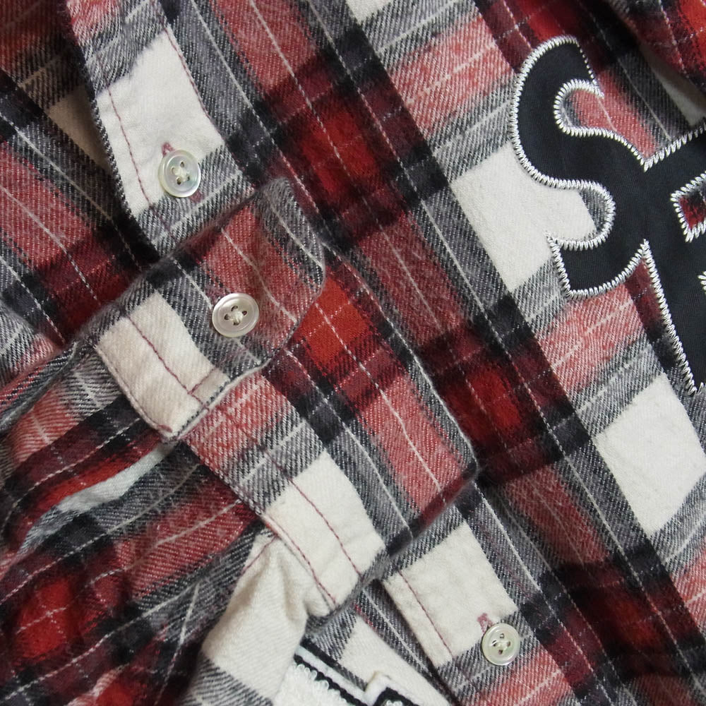 HYSTERIC GLAMOUR ヒステリックグラマー WDS-HYS-3-04 WIND AND SEA ウィンダンシー CHECK SHIRT オンブレチェック 長袖 シャツ レッド系 S【中古】