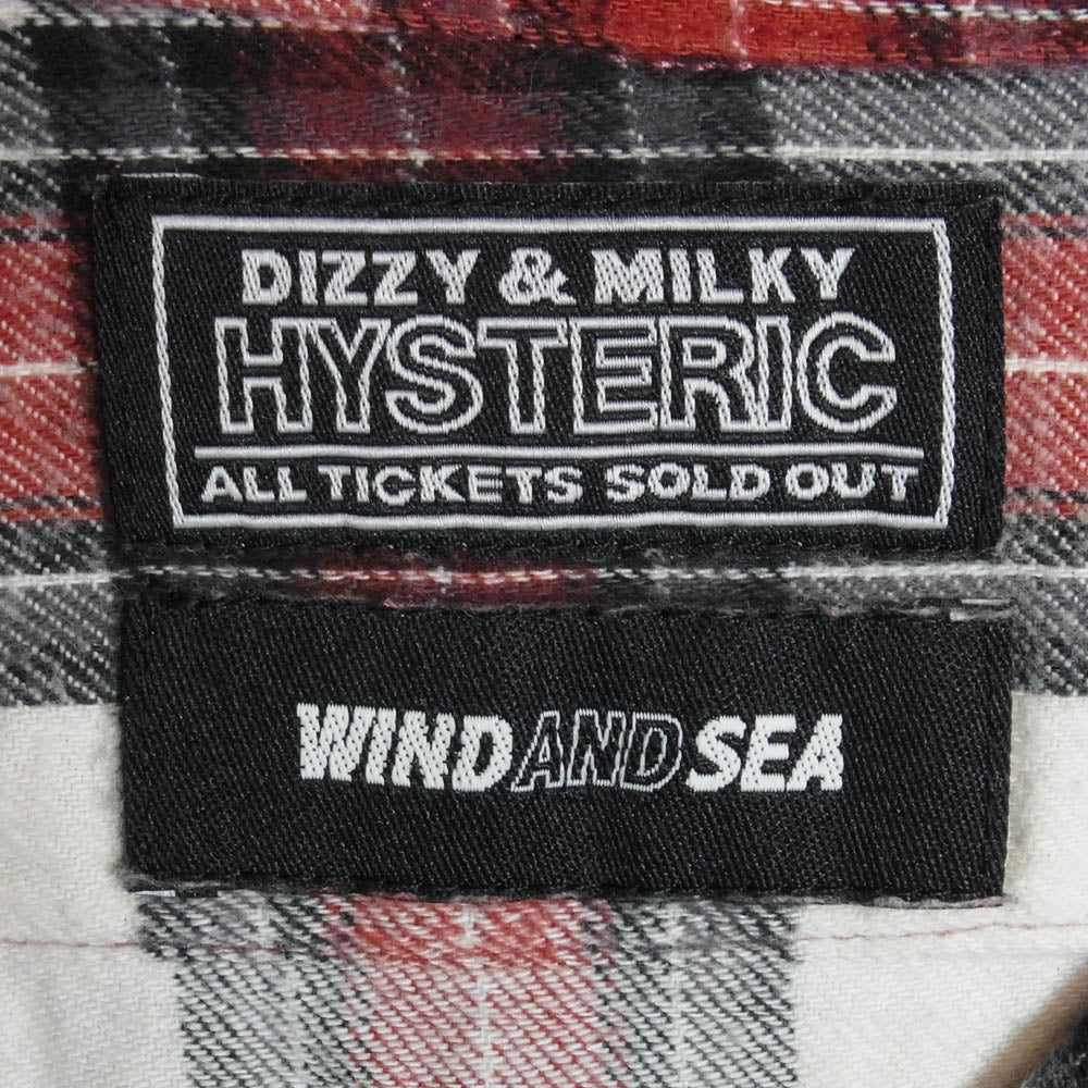 HYSTERIC GLAMOUR ヒステリックグラマー WDS-HYS-3-04 WIND AND SEA ウィンダンシー CHECK SHIRT オンブレチェック 長袖 シャツ レッド系 S【中古】