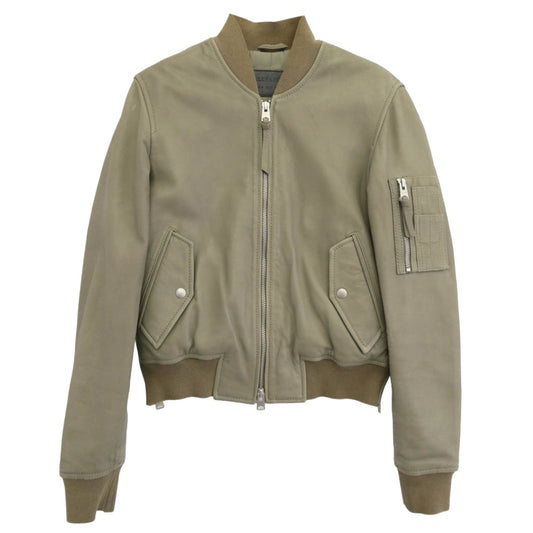 ALLSAINTS オールセインツ Avalon Leather Bomber MA-1 JACKET ラムレザー ボンバー ジャケット ライトグリーン系 UK4 【中古】