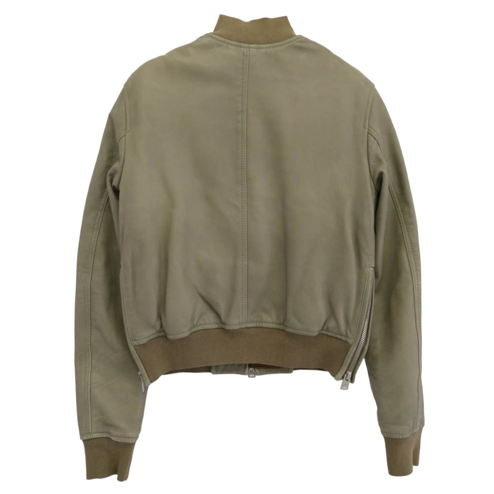 ALLSAINTS オールセインツ Avalon Leather Bomber MA-1 JACKET ラムレザー ボンバー ジャケット ライトグリーン系 UK4 【中古】