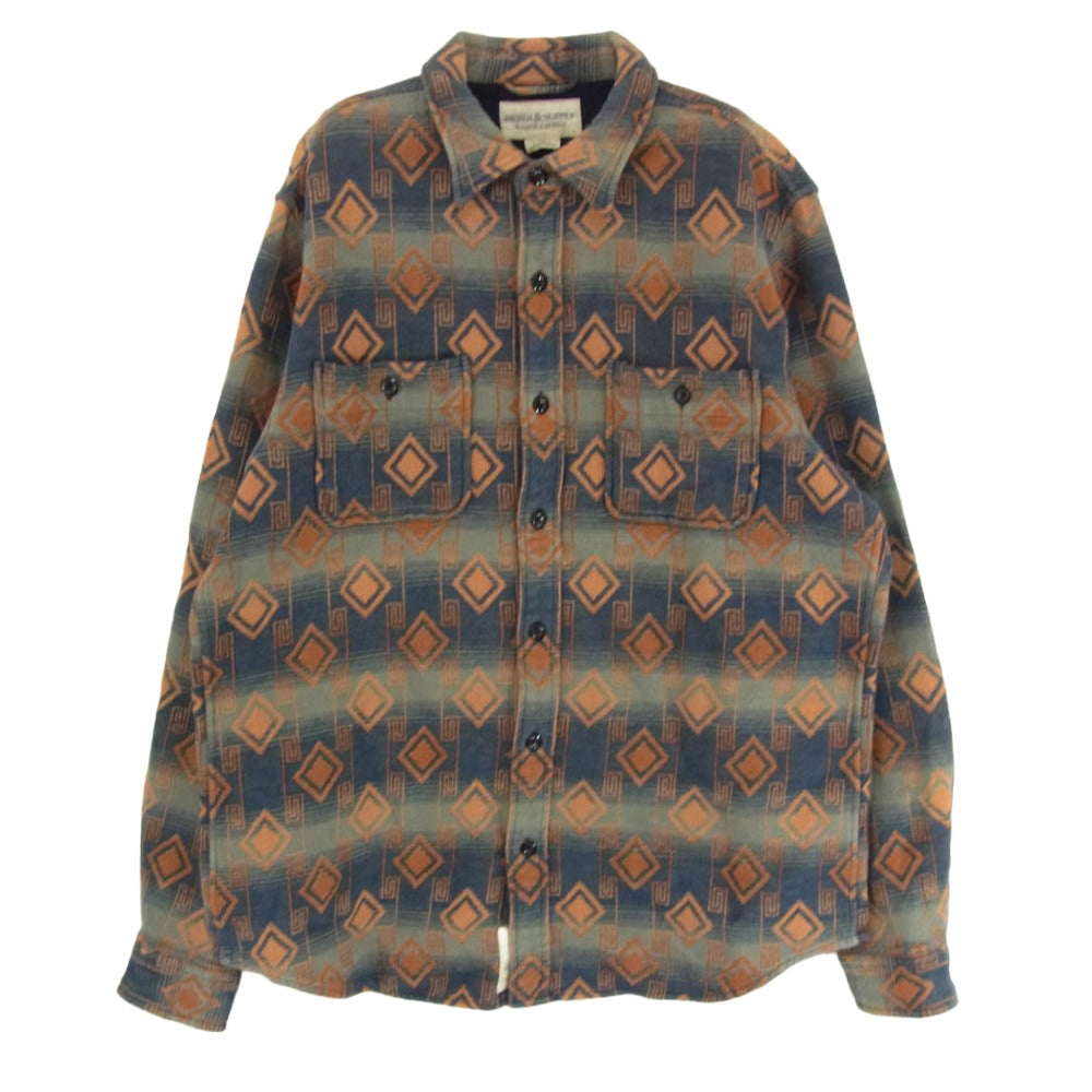 RALPH LAUREN ラルフローレン Denim & Supply デニム&サプライ ネイティブ柄 ウール 長袖 シャツ 厚手 オレンジ系 L【中古】