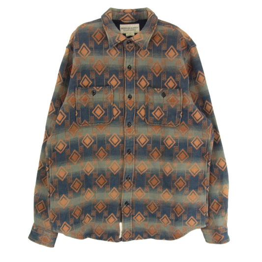 RALPH LAUREN ラルフローレン Denim & Supply デニム&サプライ ネイティブ柄 ウール 長袖 シャツ 厚手 オレンジ系 L【中古】