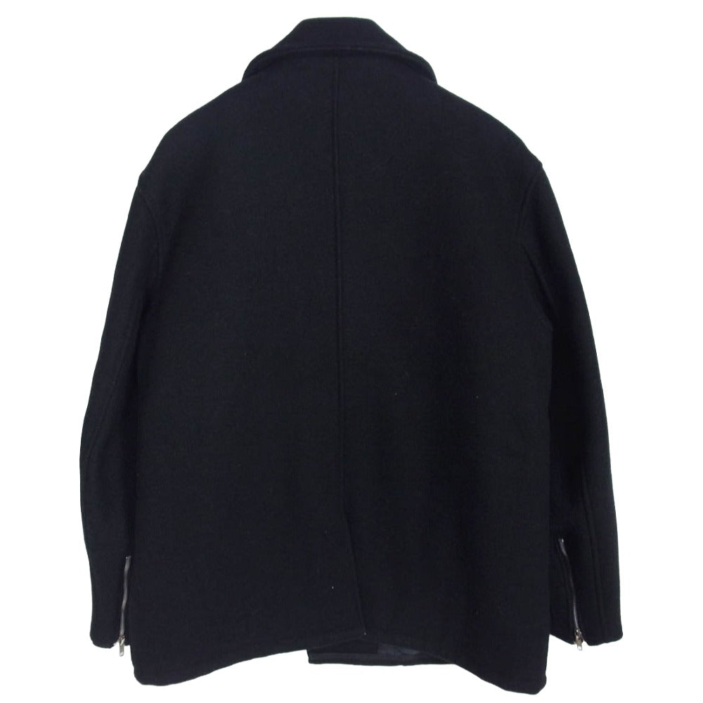 schott ショット 766US MELTON ZIP UP P-COAT ワンスター ダブルライダース型 キルティングライナー付 メルトン ジップアップ ピーコート ブラック系 40【中古】