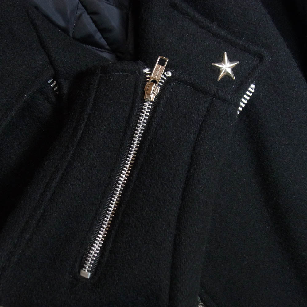 schott ショット 766US MELTON ZIP UP P-COAT ワンスター ダブルライダース型 キルティングライナー付 メルトン ジップアップ ピーコート ブラック系 40【中古】