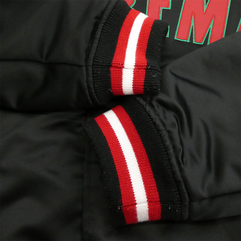 Supreme シュプリーム 21SS × Mitchell&Ness ミッチェル&ネス Satin Varsity Jacket サテン バーシティ ジャケット スタジャン ブラック系 XL【中古】