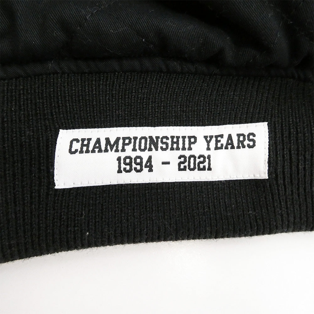 Supreme シュプリーム 21SS × Mitchell&Ness ミッチェル&ネス Satin Varsity Jacket サテン バーシティ ジャケット スタジャン ブラック系 XL【中古】