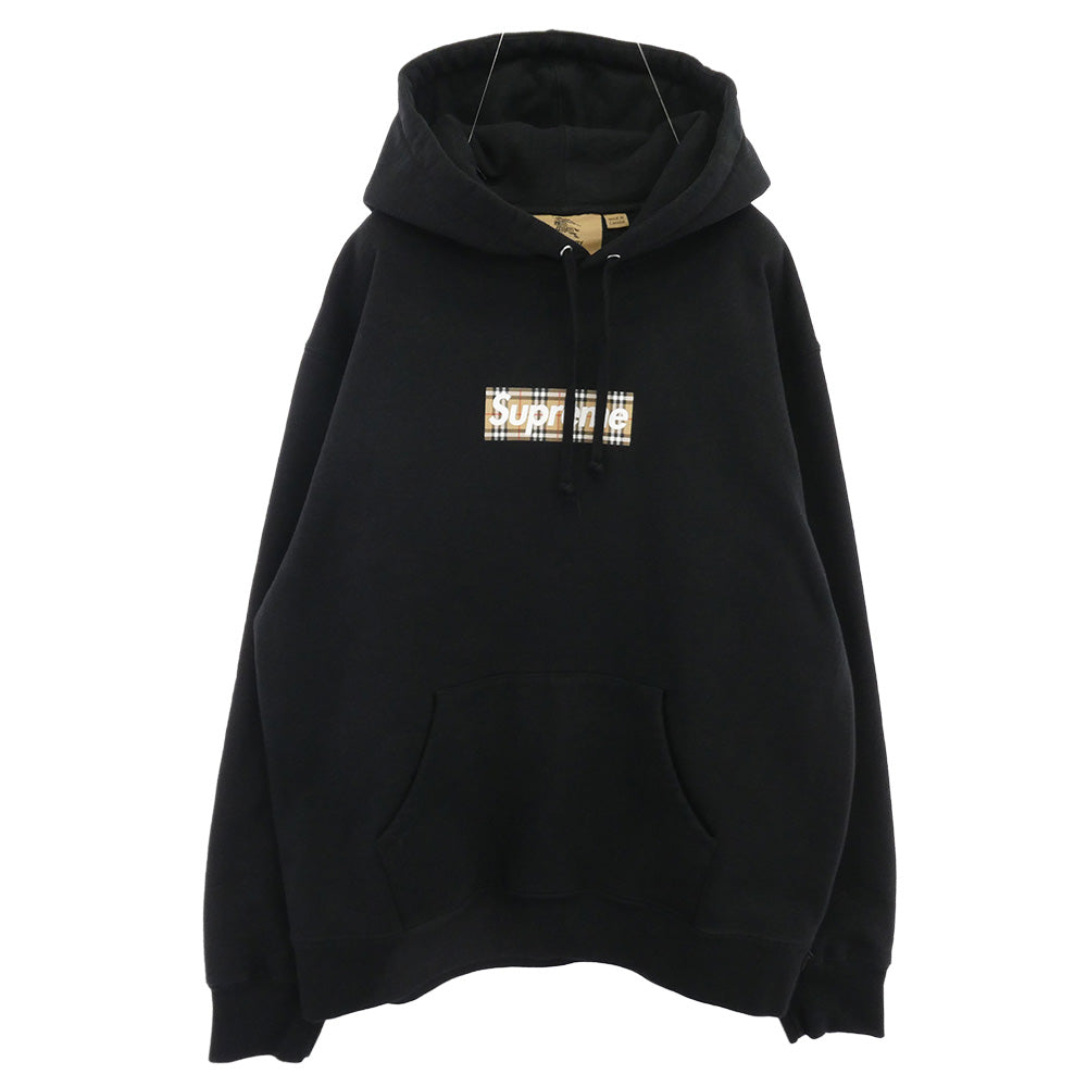Supreme シュプリーム 22SS Burberry バーバリー Box Logo Hooded Sweatshirt ボックスロゴ フーデッド スウェットシャツ プルオーバー パーカー ブラック系 M【中古】