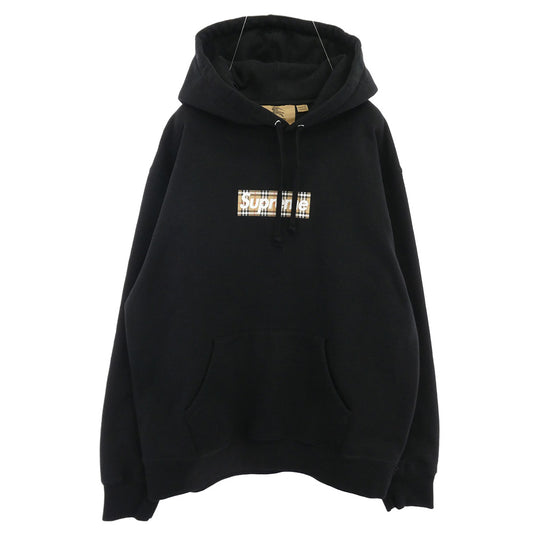Supreme シュプリーム 22SS Burberry バーバリー Box Logo Hooded Sweatshirt ボックスロゴ フーデッド スウェットシャツ プルオーバー パーカー ブラック系 M【中古】