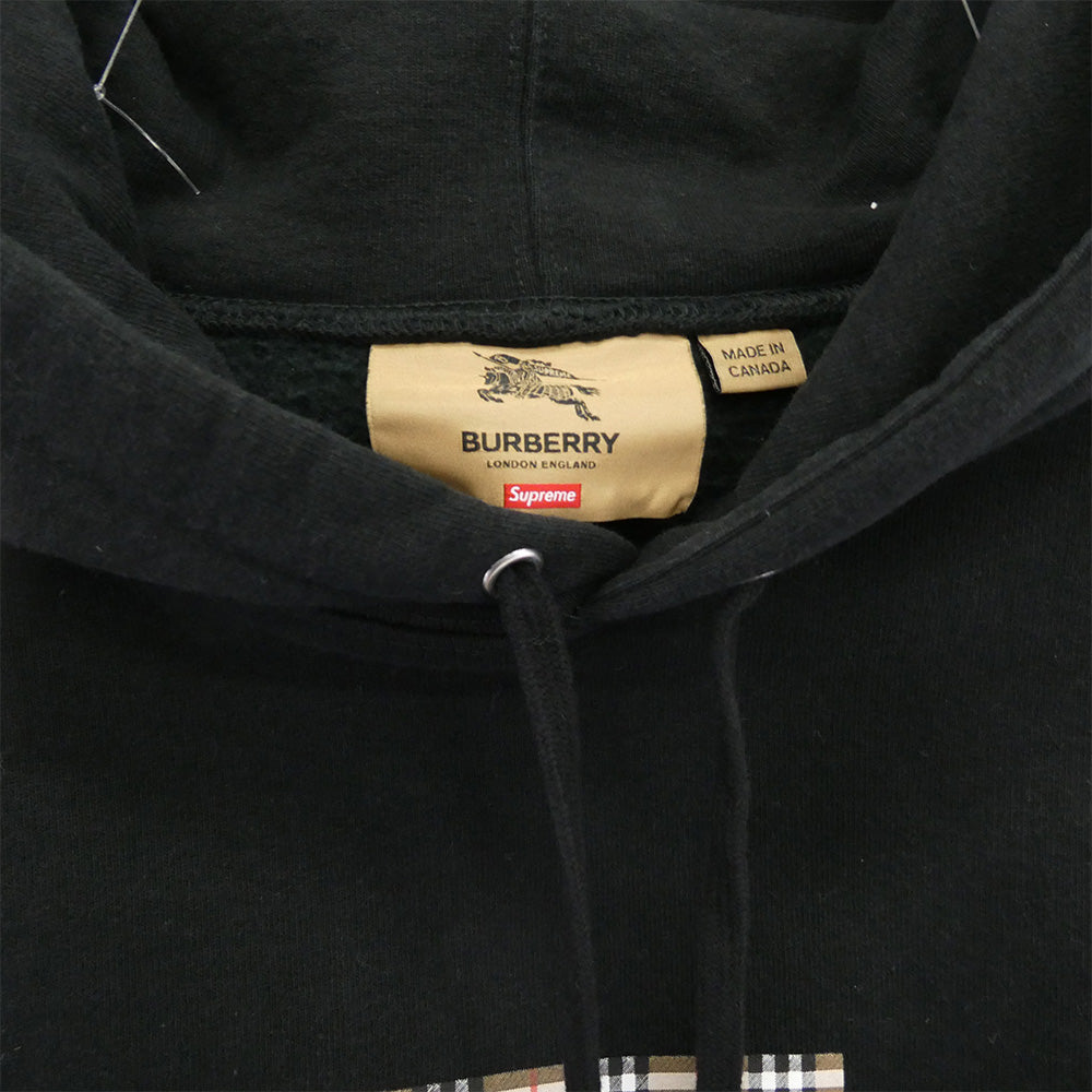 Supreme シュプリーム 22SS Burberry バーバリー Box Logo Hooded Sweatshirt ボックスロゴ フーデッド スウェットシャツ プルオーバー パーカー ブラック系 M【中古】