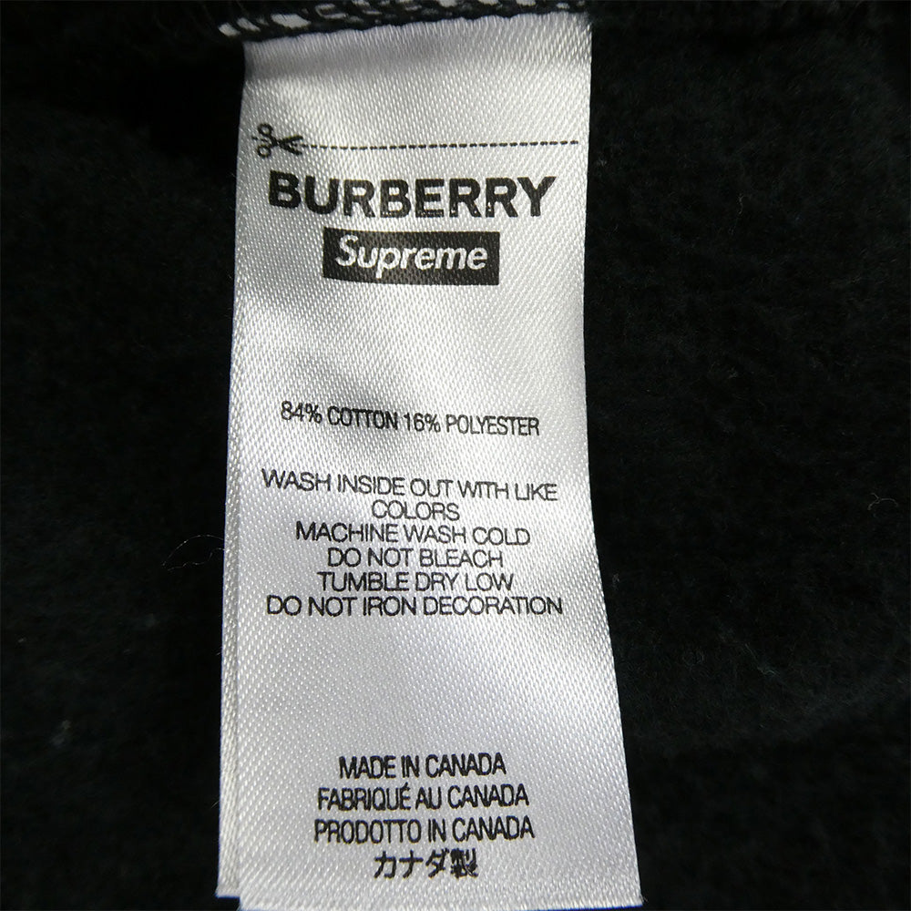 Supreme シュプリーム 22SS Burberry バーバリー Box Logo Hooded Sweatshirt ボックスロゴ フーデッド スウェットシャツ プルオーバー パーカー ブラック系 M【中古】
