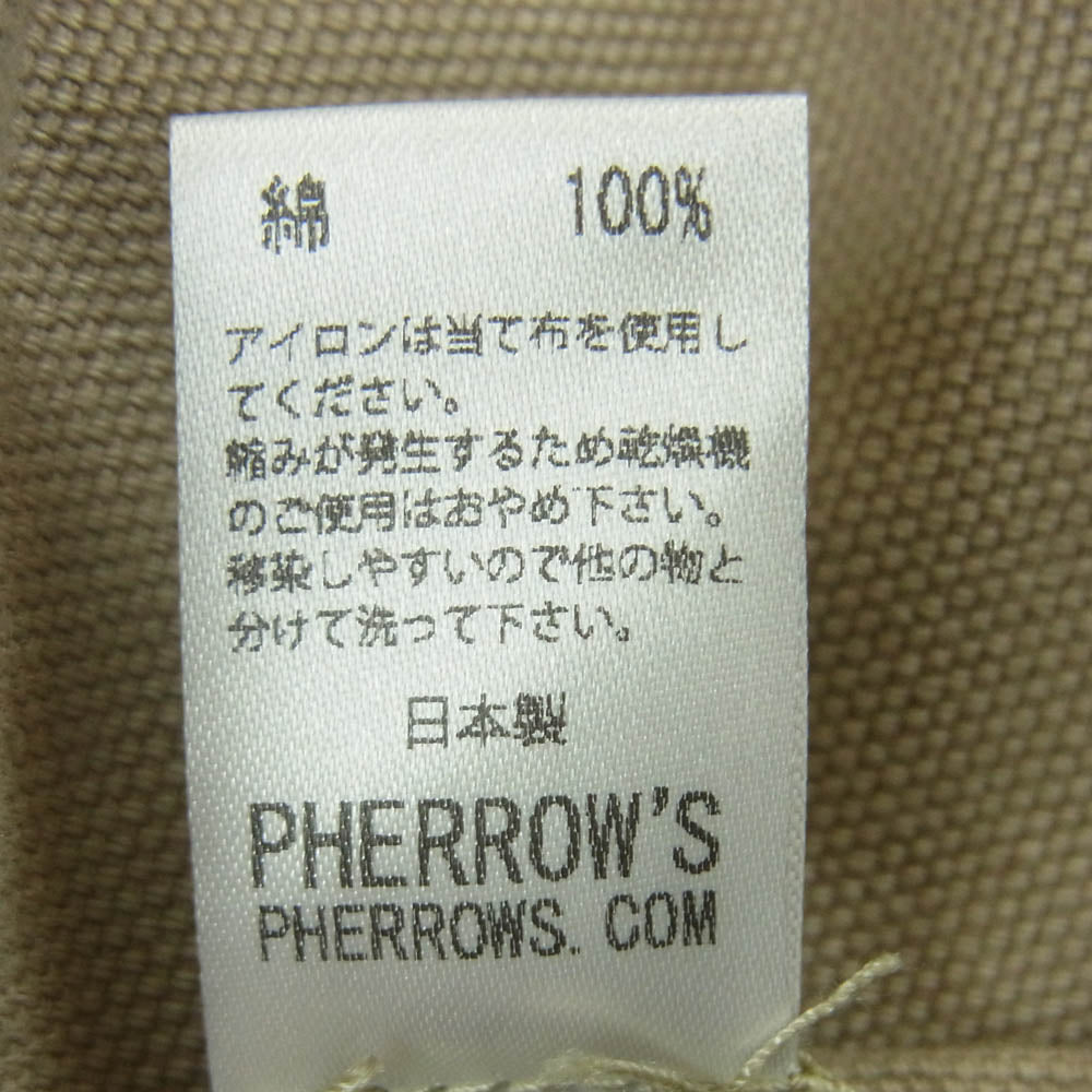 Pherrow's フェローズ 21S-PBDV1 コットン ダック ボタンダウン ワーク ベスト 日本製 ベージュ系 38【中古】