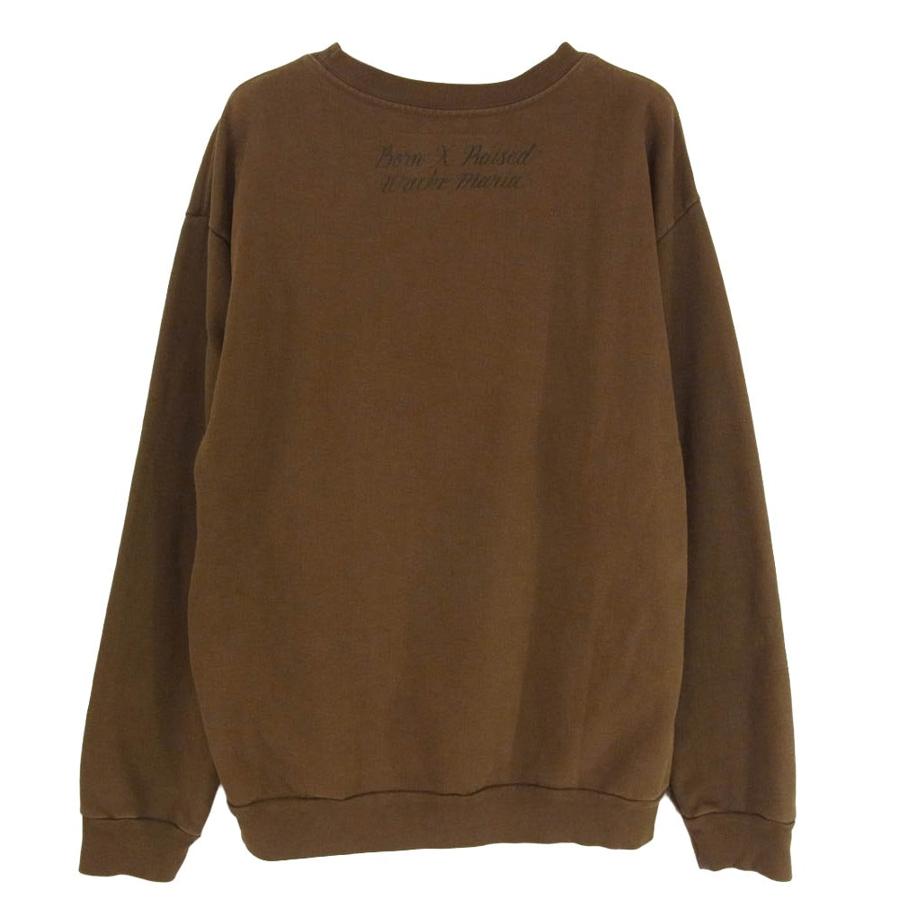 WACKO MARIA ワコマリア × BORNXRAISED ボーンレイズド CREW NECK SWEAT SHIRT フロント プリント スウェット トレーナー ブラウン系 M【中古】