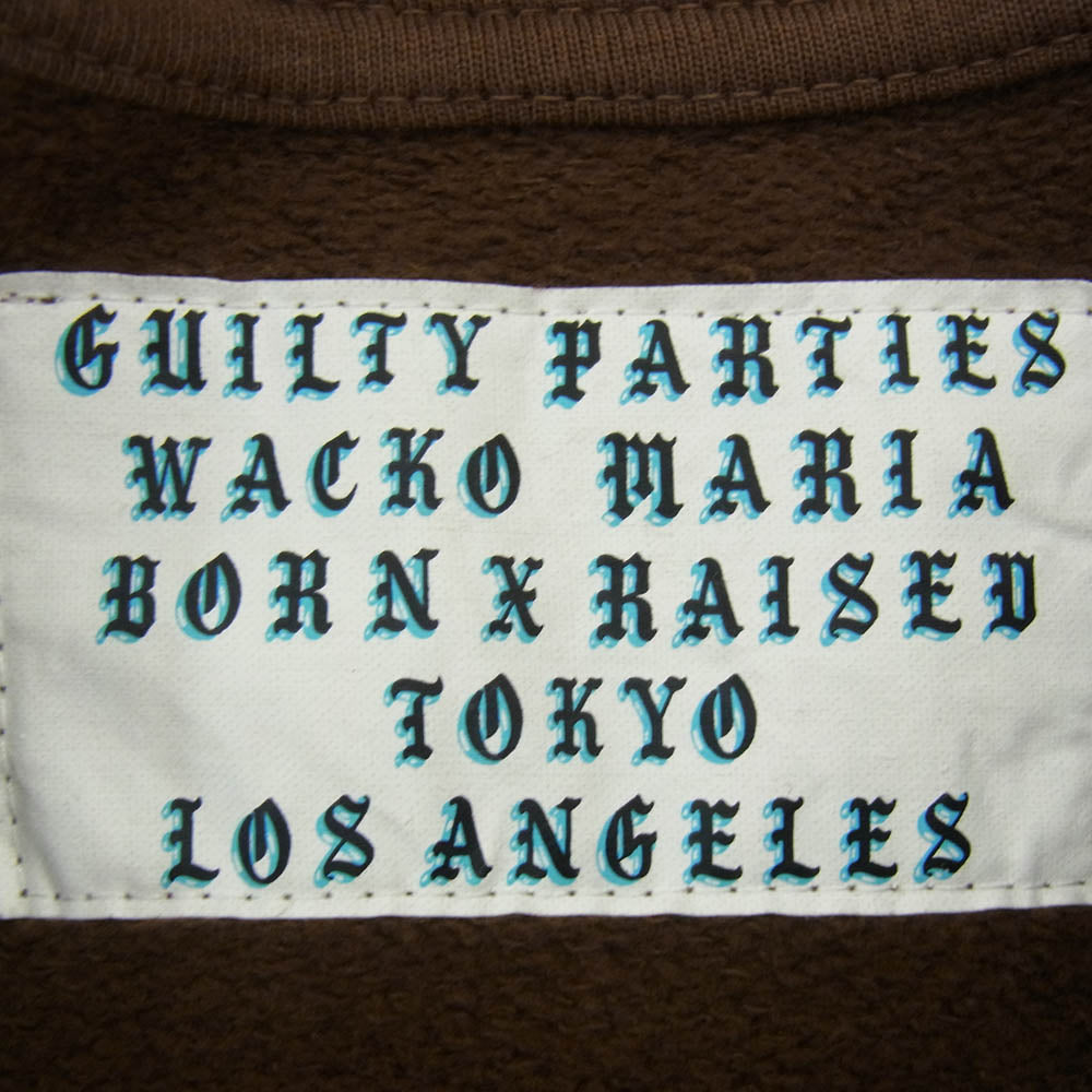 WACKO MARIA ワコマリア × BORNXRAISED ボーンレイズド CREW NECK SWEAT SHIRT フロント プリント スウェット トレーナー ブラウン系 M【中古】