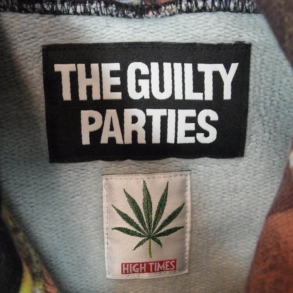 WACKO MARIA ワコマリア 18SS × HIGH TIMES ハイタイムズ HEAVY WEIGHT PULLOVER HOODED SWEAT SHIRTS 総柄 ヘビーウェイト フーデッドパーカー プルオーバーパーカー ブラック系 M【中古】