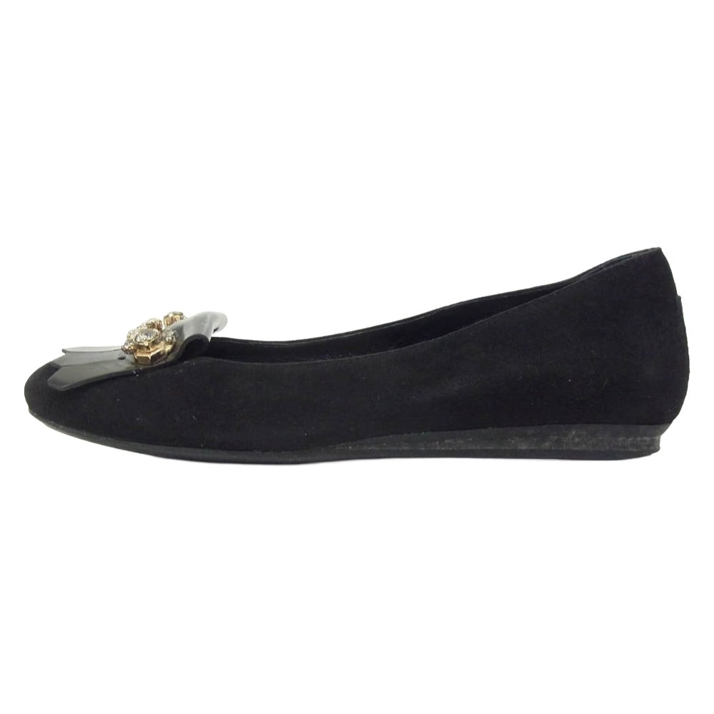 TOD’S トッズ ビジュー タッセル バレリーナ シューズ パンプス ブラック系 36【中古】