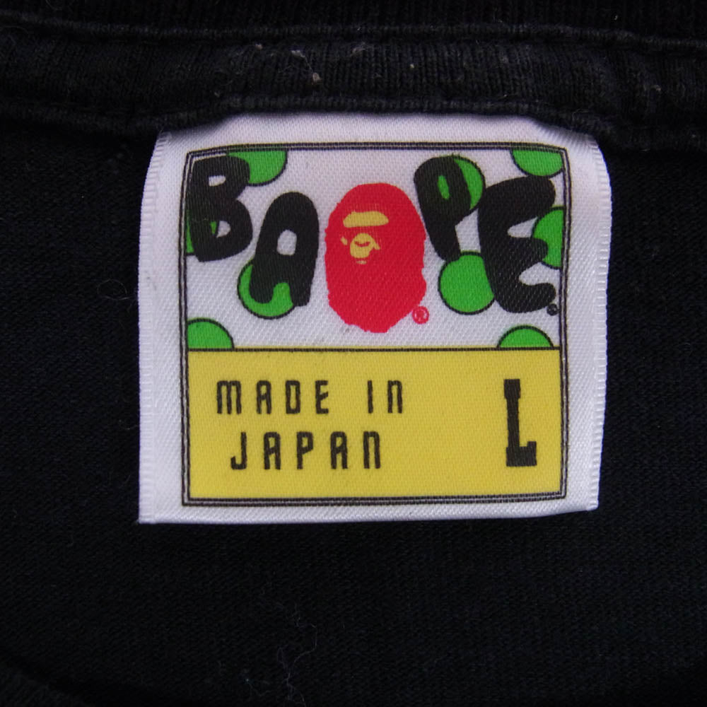 A BATHING APE アベイシングエイプ × STUSSY ステューシー SURVIVAL OF THE FITTED Ｔシャツ ブラック系 L【中古】