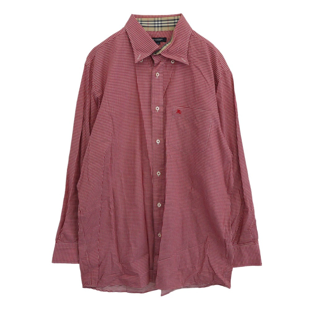 BURBERRY BLACK LABEL バーバリーブラックレーベル ギンガムチェック BD 長袖 シャツ レッド系 XXL【中古】
