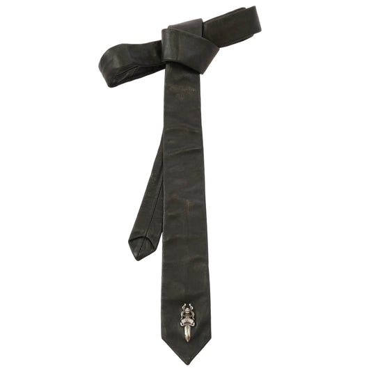 CHROME HEARTS クロムハーツ（原本有） TIE NEK SKNNY LTHR レザー ナロータイ ダガー ネクタイ ブラック系【中古】