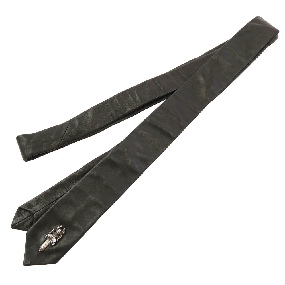 CHROME HEARTS クロムハーツ（原本有） TIE NEK SKNNY LTHR レザー ナロータイ ダガー ネクタイ ブラック系【中古】