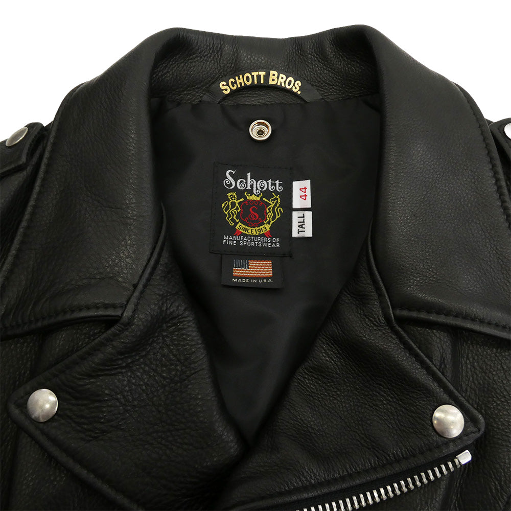schott ショット 7825950019 516UST ONESTAR NEW NAKED ワンスター ニューネイキッド TALL カウレザー ダブルライダースジャケット ブラック系 44【美品】【中古】