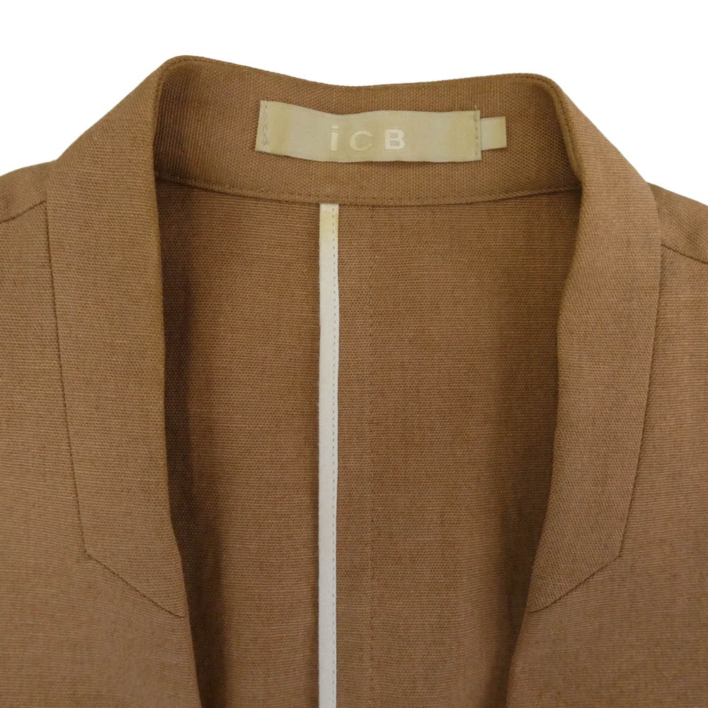 iCB Fine Weave ジャケット　麻混　ブラウン iCB アイシービー リネン混 テーラードジャケット スラックス パンツ