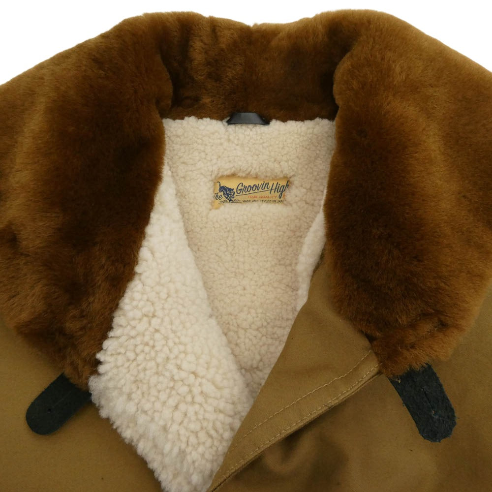 グルービンハイ THE GROOVIN HIGH Sheepskin Coat シープ スキン リアル ムートン コート ライトブラウン系【中古】 グルービンハイ Sheepskin Coat シープ スキン リアル ムートン コート