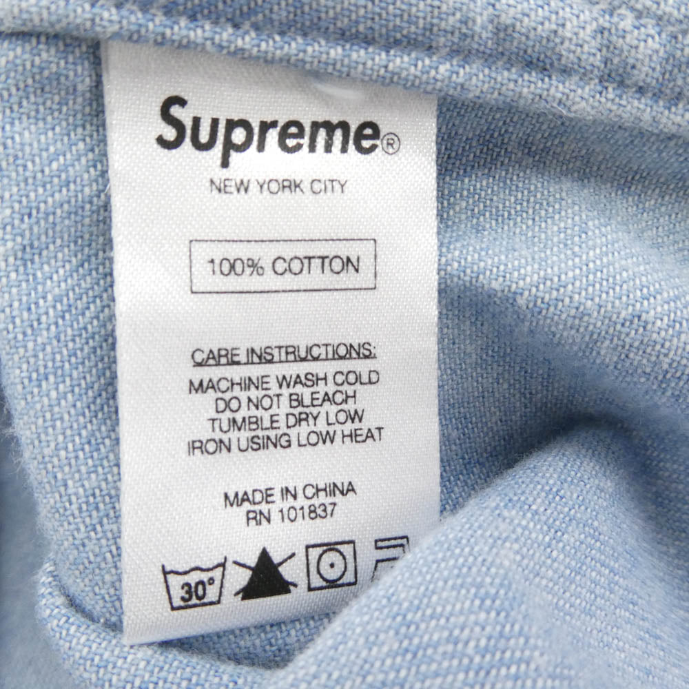 Supreme シュプリーム 15SS Classic Logo Denim Shirt クラシック ロゴ デニム 半袖 シャツ インディゴブルー系 M【中古】