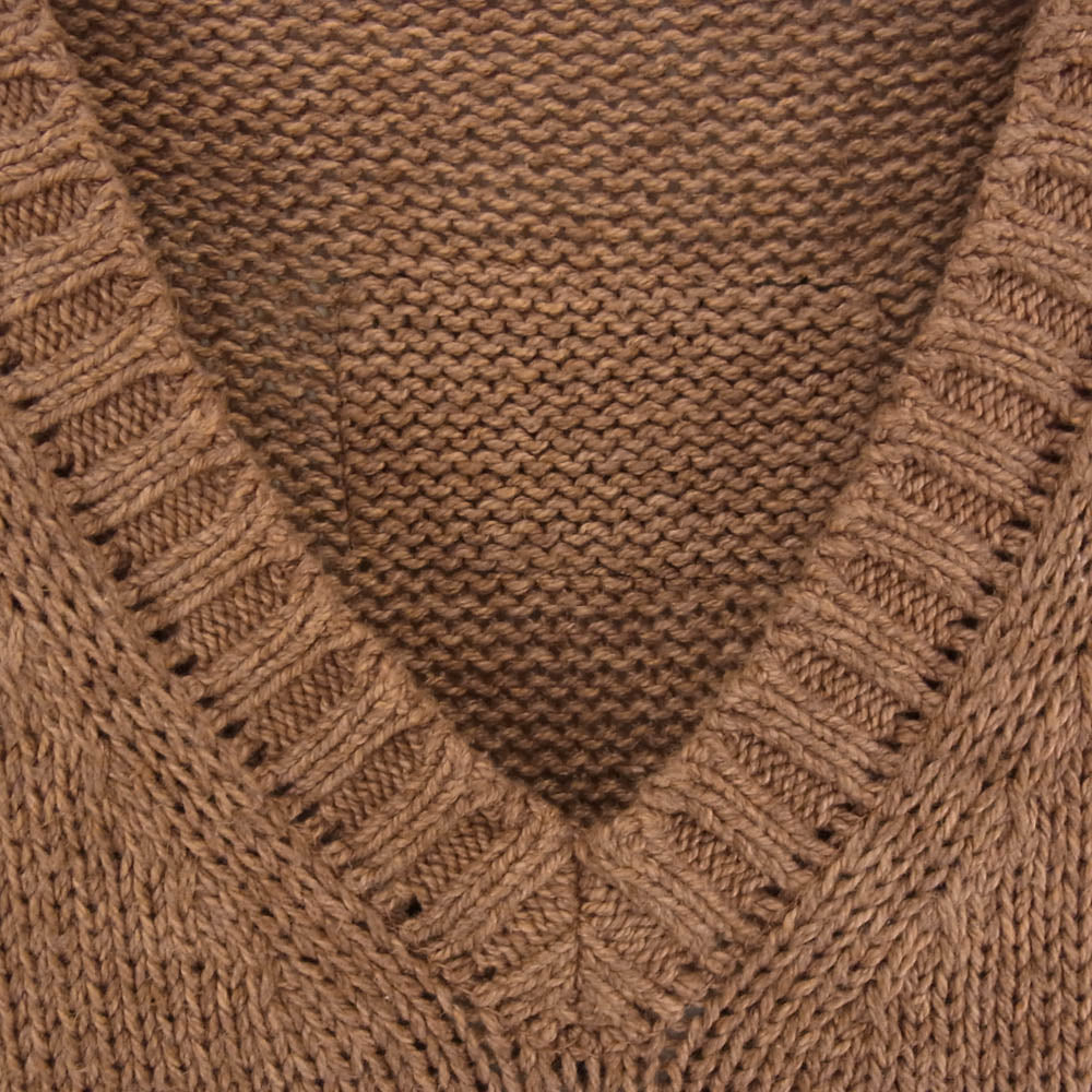 TENDERLOIN テンダーロイン V NECK COTTON KNIT ロゴパッチ Vネック コットン ニット セーター ブラウン系 M【中古】