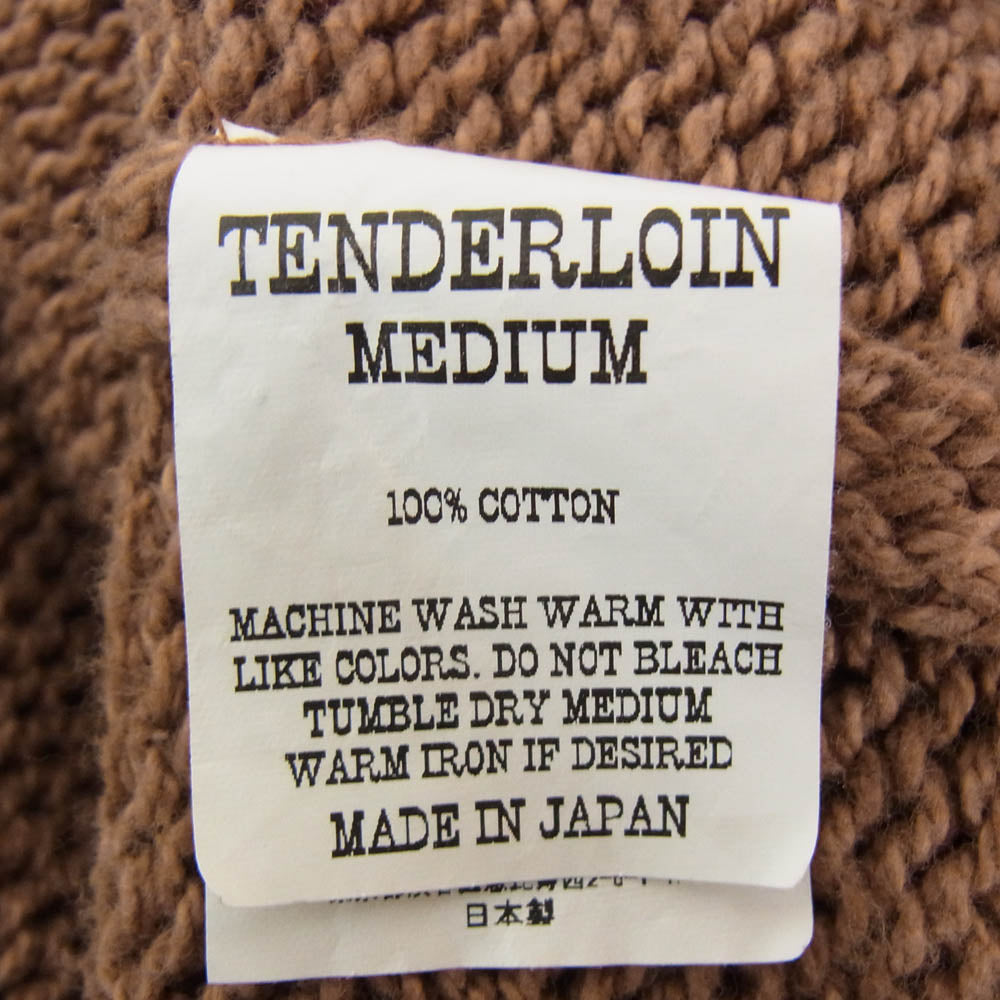 TENDERLOIN テンダーロイン V NECK COTTON KNIT ロゴパッチ Vネック コットン ニット セーター ブラウン系 M【中古】