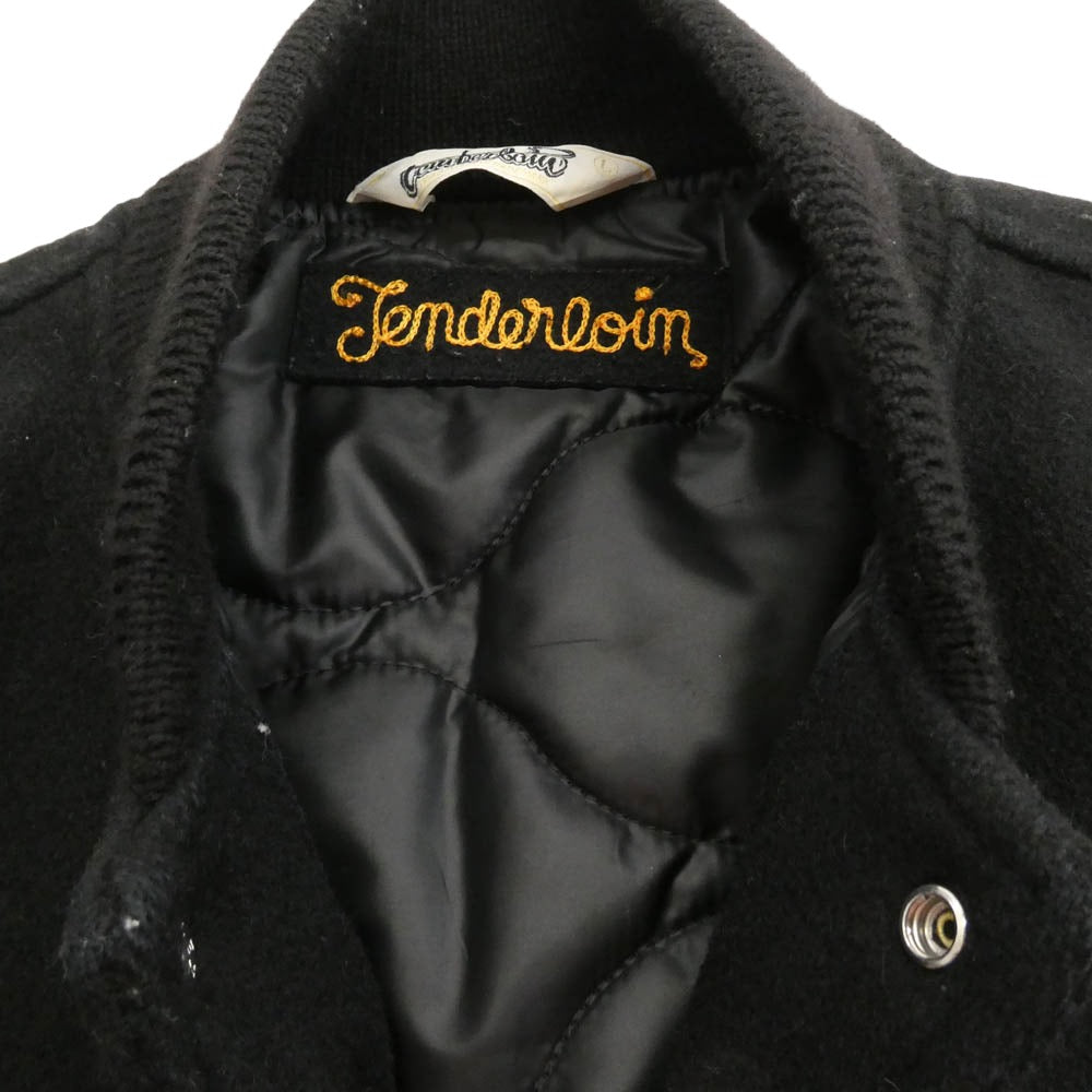 TENDERLOIN テンダーロイン × Rats ラッツ × WTAPS ダブルタップス レザー切替 バーシティ ジャケット スタジャン ブラック系 L【中古】