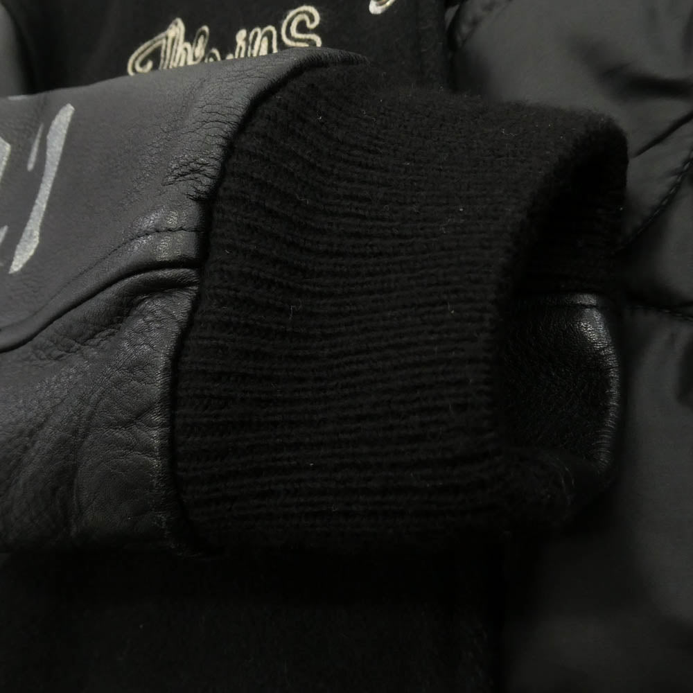 TENDERLOIN テンダーロイン × Rats ラッツ × WTAPS ダブルタップス レザー切替 バーシティ ジャケット スタジャン ブラック系 L【中古】