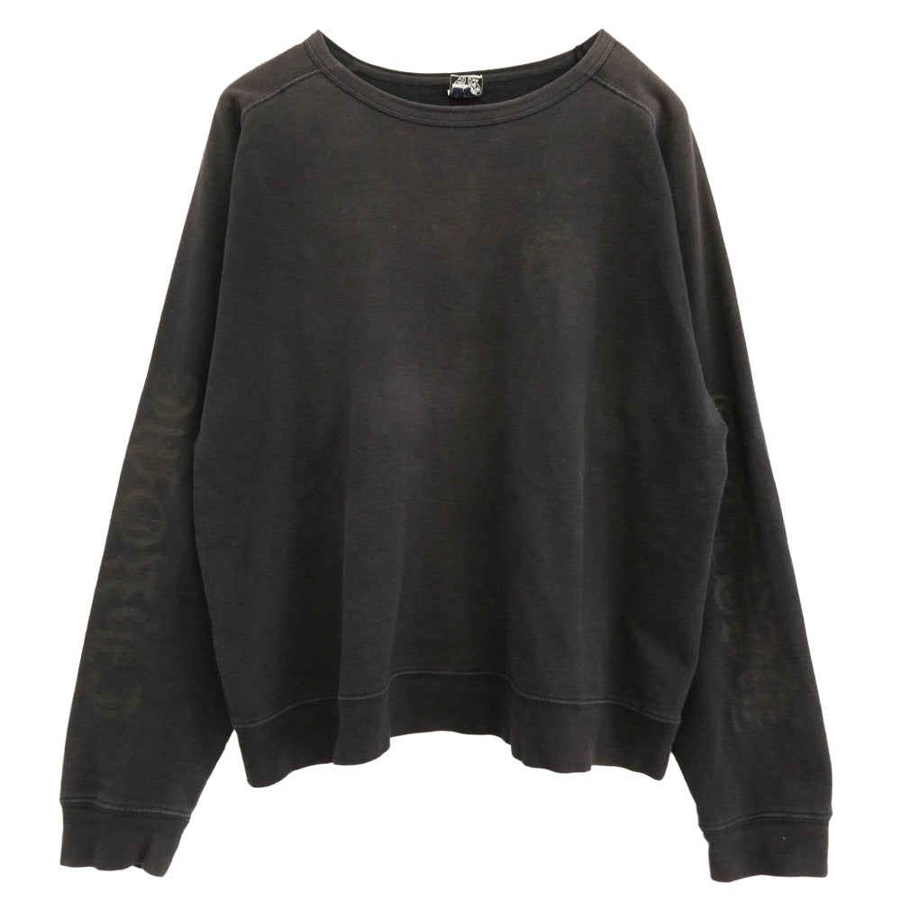 CHROME HEARTS クロムハーツ（原本無） OLD SWTSHRT PLVR オールド ホースシュー アームロゴプリント クルーネック スウェット トレーナー チャコール系 L【中古】