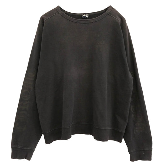 CHROME HEARTS クロムハーツ（原本無） OLD SWTSHRT PLVR オールド ホースシュー アームロゴプリント クルーネック スウェット トレーナー チャコール系 L【中古】