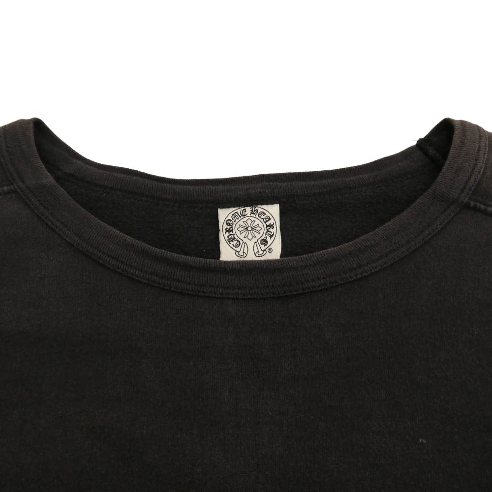 CHROME HEARTS クロムハーツ（原本無） OLD SWTSHRT PLVR オールド ホースシュー アームロゴプリント クルーネック スウェット トレーナー チャコール系 L【中古】