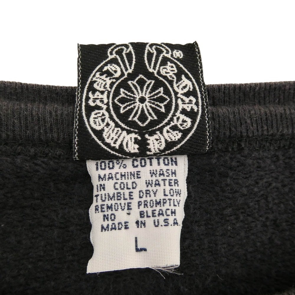 CHROME HEARTS クロムハーツ（原本無） OLD SWTSHRT PLVR オールド ホースシュー アームロゴプリント クルーネック スウェット トレーナー チャコール系 L【中古】